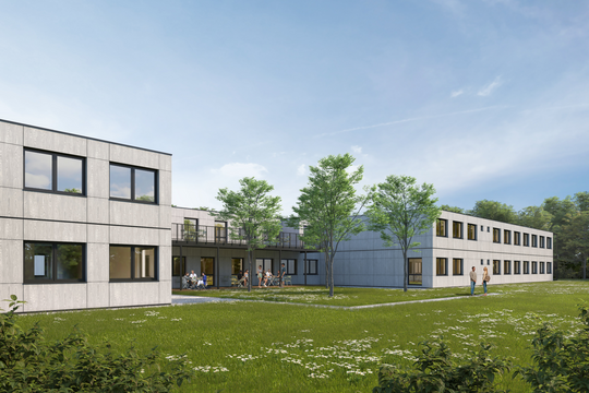 Adapteo baut temporäre Büros für Gigafactory in Heide