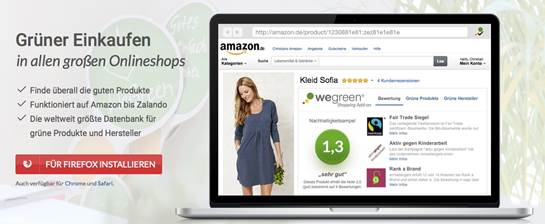 Das WeGreen Shopping Add-on revolutioniert den Onlineeinkauf. © WeGreen UG