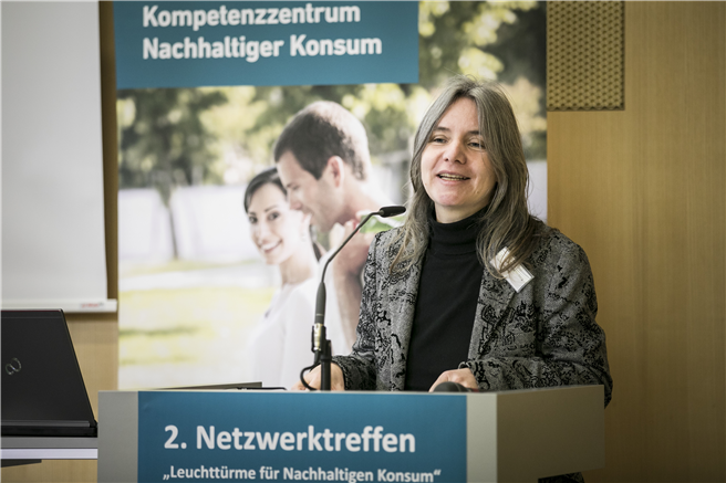 Frau Dr. Bettina Rechenberg (UBA) auf dem 2. Nationalen Netzwerktreffen Nachhaltiger Konsum. © Florian Gärtner / BMEL